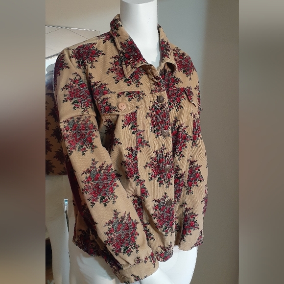 April Cornell Floral Cord Jean Jacket - Picture 2 of 6